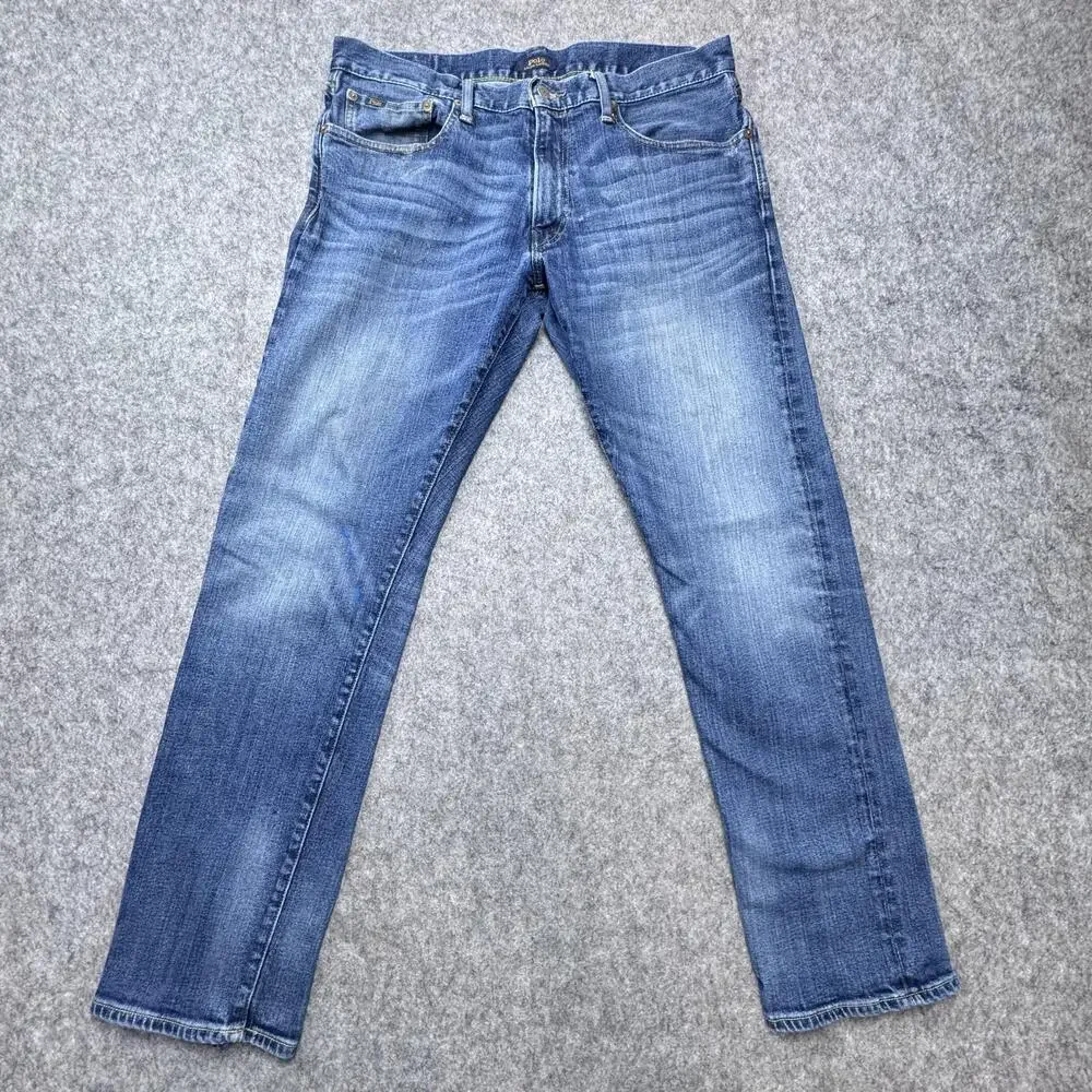 Polo Ralph Lauren Hampton Relaxed Straight Jeans Mens 34x31 Blue Stretch Denim